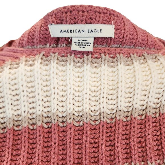 American Eagle Knit Sweater. Size M - Raspberry and Cream. Mid-length. - Picture 3 of 7